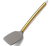 Berglander Gold Spatulas, Non-stick Silicone Solid Turner, Titanium Gold Plating Handle, Barbecue Spatulas Turner For Cooking, Dishwasher Safe, Easy to Clean