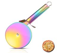 Berglander Pizza Wheel, Rainbow Titanium Plating Stainless Steel Pizza Cutter, Super Sharp Pizza Slicer with Titanium Colorful Plating, Pastry Cutter, Easy to Clean and Stored