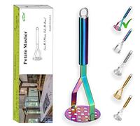 Berglander Potato Masher, Heavy Duty Stainless Steel Rainbow Potato Ricer with Colorful Titanium Plating