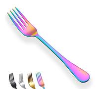 Berglander Rainbow Dinner Forks Set of 4, Stainless Steel Titanium Mutil-Color Plating Fork Set, Colorful Forks And Spoons Silverware, Table Forks Set Sturdy And Dishwasher Safe