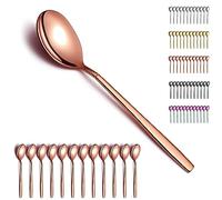 Berglander Rose Gold Table Spoon 12, Stainless Steel Titanium Light Rose Gold Electroplated Soup Spoon Cutlery, Gold Soup Spoon Table Spoon Set