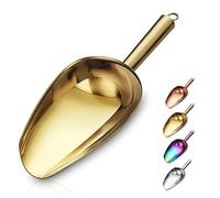 Berglander Stainless Steel Gold Ice Scoop 6 OZ, Titanium Golden Plating Metal Ice Scooper For Kitchen Bar Party, Multipurpose Pet Animal Dog Food Scoop Beach Shovel