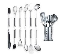 Berglander Stainless Steel Kitchen Utensil 12 Piece with 1 Stand, Cooking Spoon, Kitchen Tools Cooking Utensil with Holder. (13 Pieces)