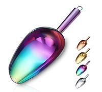 Berglander Stainless Steel Rainbow Ice Scoop 6 OZ, Titanium Colorful Plating Metal Ice Scooper For Ice Maker Multipurpose For Candy Wedding Kitchen Bar Party Pet Animal Dog Food Scoop Beach Shovel