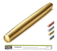 Berglander Stainless Steel Rolling Pin Matte Finish with Gold Titanium Plating for Baking Pizza Dough, Pie, Cookie, Essential Kitchen Utensil Gift Ideas Gor Bakers.