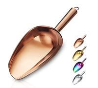 Berglander Stainless Steel Rose Gold Ice Scoop 6 OZ, Titanium Copper Plating Metal Ice Scooper Multipurpose for Candy Wedding Kitchen Bar Party Pet Animal Dog Food Scoop Beach Shovel