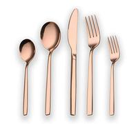Berglander Titanium Rose Gold Plated Stainless Steel Cutlery Set, 30 Piece Set, Shiny Copper Color Silverware Set for 6