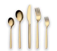 Berglander Titanium & Stainless Steel 30 Piece Cutlery Set, Golden Flatware - Service for 6 (Shiny Gold)