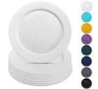 Berglander White Plastic Plates Set of 8 Pieces 10", Reusable Flat Dinner Plates, Salad Plates, Pasta Bowls, Dishes Set Easy to Carry for Home, Garden, Picnic, Camping, Outdoor, BL.FLATPLATE.WHITE8