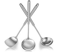 Berglander Wok Spatulas Set of 3, 17 inches / 43.5 cm. The heat-resistant wok tools include a stainless steel spatula, a kitchen ladle, a cooking spoon, wok utensils and wok accessories