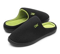 BERGMAN KELLY Men's Slippers, Two-Tone Cotton/Spandex, Non-Slip Indoor/Outdoor Men's House Shoes, Ranger Collection Black Lime Green
