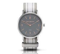 Bergmann COR Women's Men's Watch Silver Chinza Analogue Quartz Grey Dial Grey White NATO Textile Strap, silver, Bracelet