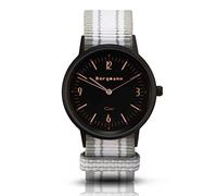 Bergmann Women's and Men's Watch COR Black Chinza Analogue Quartz Black Dial Grey White NATO Textile Strap