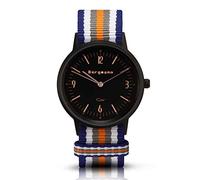 Bergmann Women's and Men's Watch COR Black Colorido Analogue Quartz Black Dial Blue / White / Grey / Orange Nato Textile Strap