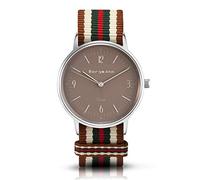 Bergmann Women's and men's watch COR silver beige analogue quartz sand-coloured dial brown white green red NATO strap