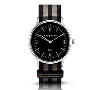 Bergmann Women's and Men's Watch COR Silver Preto Grey Analogue Quartz Black Dial Black Grey NATO Strap
