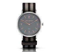 Bergmann Women's and Men's Watch COR Silver Preto Grey Analogue Quartz Grey Dial Black / Grey NATO Textile Strap
