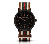 Bergmann Women's Men's Watch COR Black Beige Analogue Quartz Black Dial Brown/White/Green/Red NATO Textile Strap