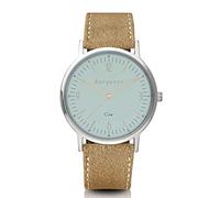 Bergmann Women's Men's Watch COR Silver Analogue Quartz Blue Dial Sand-Coloured Suede Strap, silver, Strap.