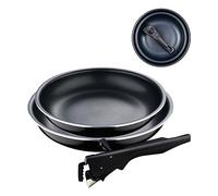 Bergner Click&Cook Black Edition Pan Set 3-Piece 22 and 26 cm + Removable Ergonomic Handle Pressed and Non-Stick Aluminium for All Hobs and Ovens