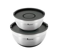 Bergner MasterPro - Stainless Steel Mixing Bowl with Lid, Set of 4 - Foodies Stackable Stainless Steel Mixing Bowls, Professional Quality, Multi-Purpose Container