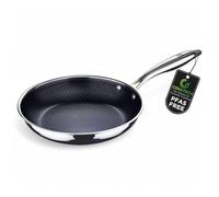 Bergner Steelblue PFAS-Free Tri-Ply Hybrid Frying Pan 28 cm with CERATECH Ceramic Coating Stainless Steel 3-Ply Suitable for Induction Cookers Scratch-Resistant Blue Honeycomb Structure and Cold