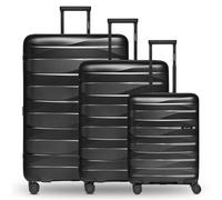 Bergpfeil Travel 4-wheel suitcase set, 3-piece, with stretch fold black