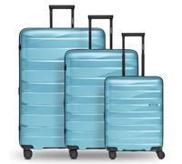 Bergpfeil Travel 4-wheel suitcase set, 3-piece, with stretch fold blue