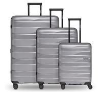 Bergpfeil Travel 4-wheel suitcase set, 3-piece, with stretch fold silver colored