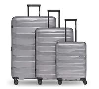 Bergpfeil Travel 4-wheel suitcase set, 3-piece, with stretch fold silver colored