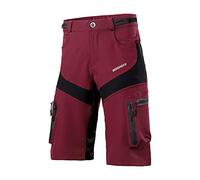 BERGRISAR Men's Cycling Shorts MTB Mountain Bike Shorts Loose Fit with 6 Pockets 1806BG Red Size Large