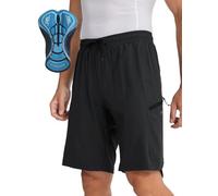 BERGRISAR Men's MTB Mountain Bike Shorts Padded Cycling Bike Shorts with Zipper Pockets Black Size Medium