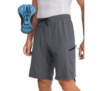 BERGRISAR Men's MTB Mountain Bike Shorts Padded Cycling Bike Shorts with Zipper Pockets Grey Size Medium