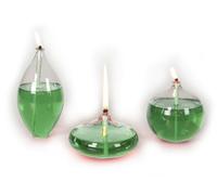 BERGS Handmade Glass Oil Lamps, Eden Set Transparent (Green)