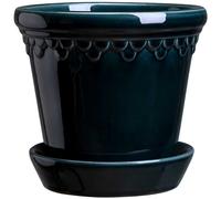 Bergs Potter - Copenhagen Pot With Saucer 16 cm, Petroleum Blue - Petroleum