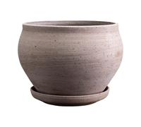 Bergs Potter Delphi pot with saucer, 2 pieces Grey, Ø24 cm, low