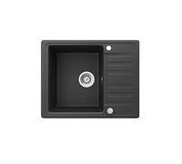 Bergström Sink, Black, 57.5 x 46 cm with Drying Place, Suitable for Base Units from 60 cm, Reversible Installation