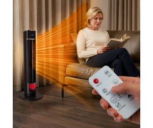 Bergstrom 80Cm Digital Oscillating Tower Heater With Fireplace Effect, Remote & Eco Mode
