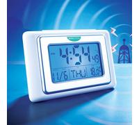 Bergstrom Battery-Operated Atomic Digital Clock with Date, Day & Temperature in White Bergstrom White