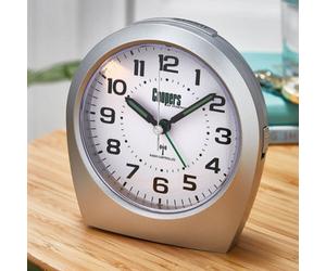 Bergstrom Big Digit Radio Controlled Analogue Alarm Clock Silver, Self Adjusts, Large Clear Numbers H11Cm