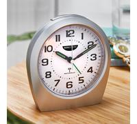 Coopers of Stortford Big Digit Radio Controlled Analogue Alarm Clock Silver, Self Adjusts, Large Clear Numbers H11cm