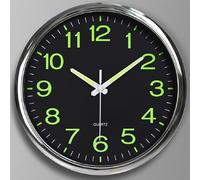 BERGUF 12 Inch Night Light Wall Clock, Silent Non-Ticking Quartz Wall Clocks, Large Luminous Function Numbers and Hands, Easy to Read Both Day and Night