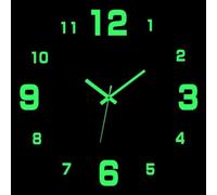 BERGUF 8 inch - 20 inch Frameless DIY Wall Clock Glow in The Dark, Modern 3D Mirror Wall Clock Decor Sticker DIY Clock Kit