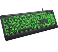 BERGUF Large Print Backlit Keyboard, Wired USB Lighted Computer Keyboards with 7-Color Backlit, Oversize Letters Keys Easy to See and Type, Quiet Keyboard Compatible for PC, Laptop (Large)