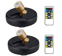 BERGUSTCH Battery Operated LED Spotlight, Picture Spot Lights, Indoor Uplighting, Puck Lights with Remote, Plants Tree Spotlight, Display Light for Paintings Dartboard Portrait-Black Gold