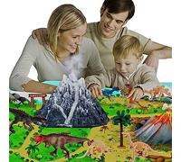 BERHICHAD Dinosaur Snow Volcano Figures Toy Spray with Play Mat,Trees,Stone Gift for Toddlers Boys &Girls