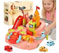 Beria Race Track Car Toys for Kids 3-8 Year Old: Boys Car Toy Race Track Obstacle Course Set Educational Gifts for Boy Aged 3 4 5 6 7 8 Birthday Presents Car Adventure Game Speed Track for Toy Cars