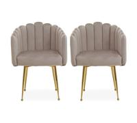 beria upholstered mink velvet dining chairs in a pair