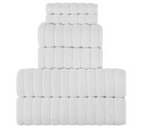 BERIBO Cloud 6 Piece Turkish Towel Set, 2x Bath, 2 Hand, 2 Face Towels, 620gsm, 100% Cotton (White)