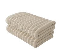 BERIBO Cloud Turkish Towel Set 100% Cotton 620gsm (Beige, 2 Bath Towels)
